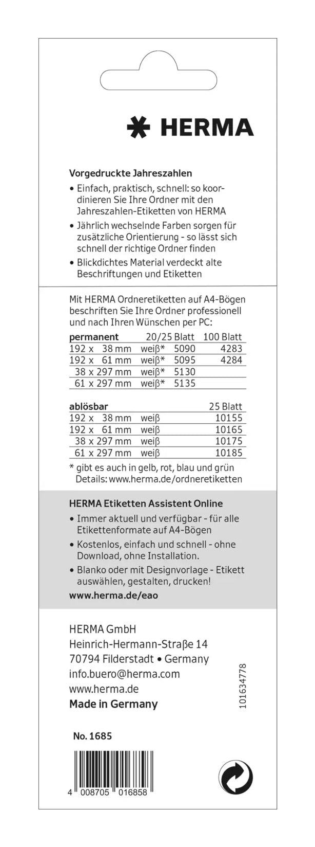 HERMA Schuletiketten – Motiv 2025 – 60 × 26 mm, 100 Stk, 20 Bogen, Papier, permanent haftend