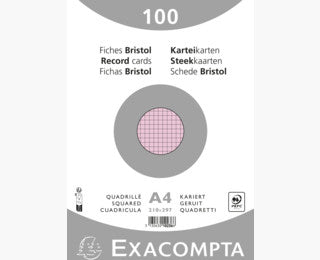 Exacompta Karteikarten – A4 – kariert, rosa, 205 g/m² – 100 Stk