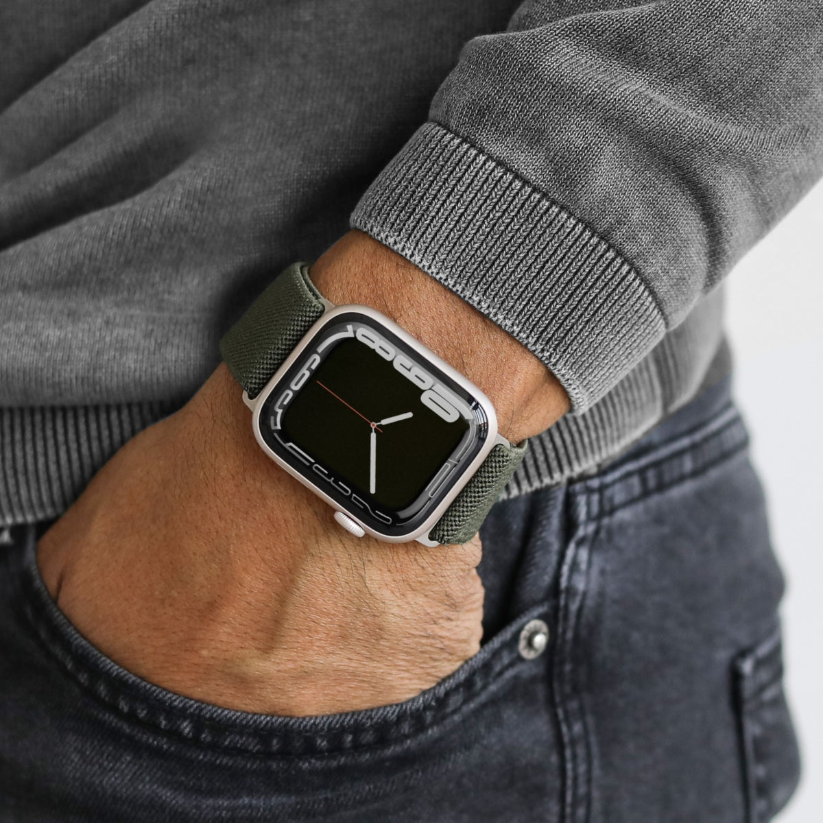 Vonmählen Classic Nylon Loop – Olive, für Apple Watch 40/41/42 mm