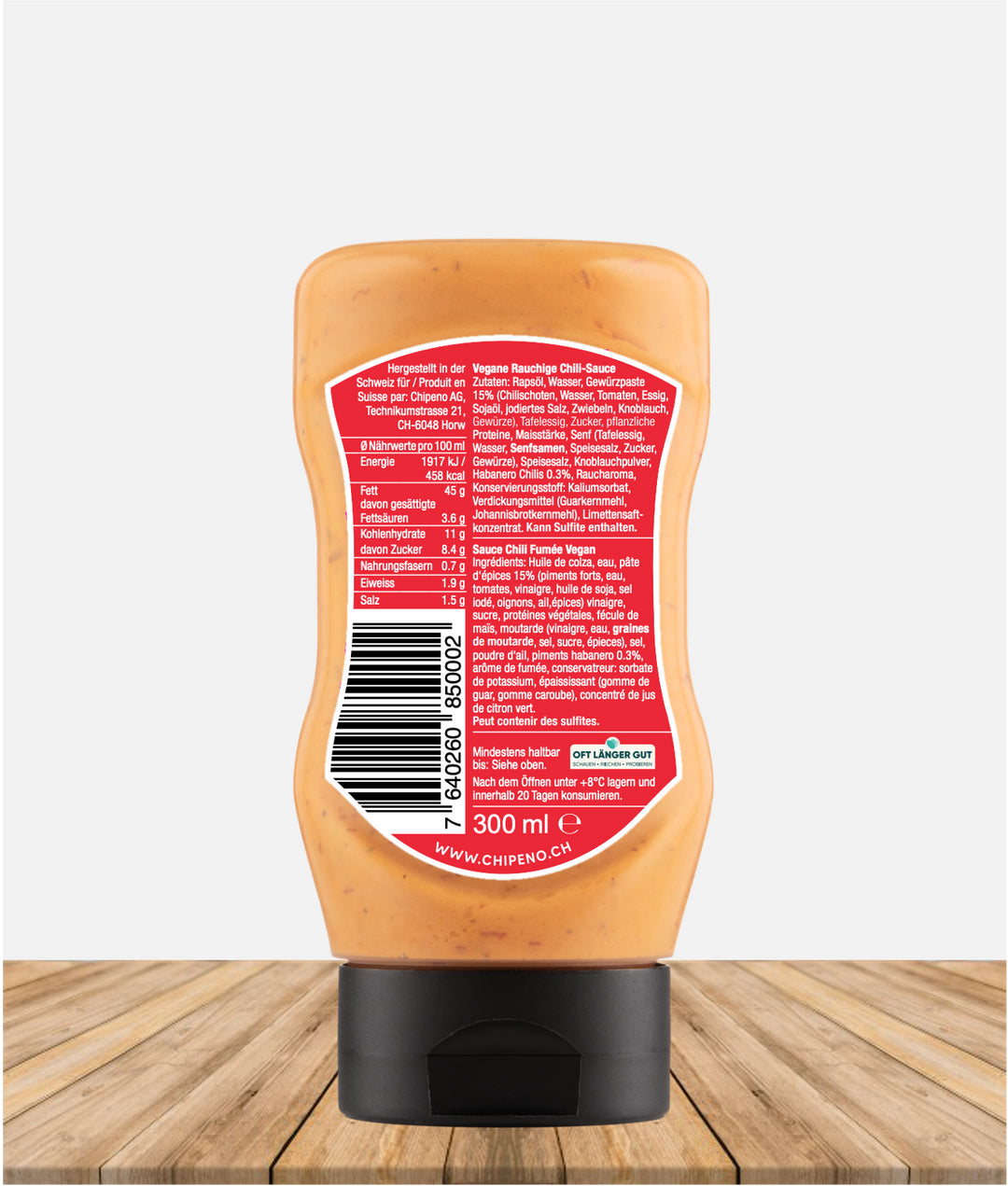 Chipeno Chilisauce Habanero, rauchig, scharf, vegan – 300 ml