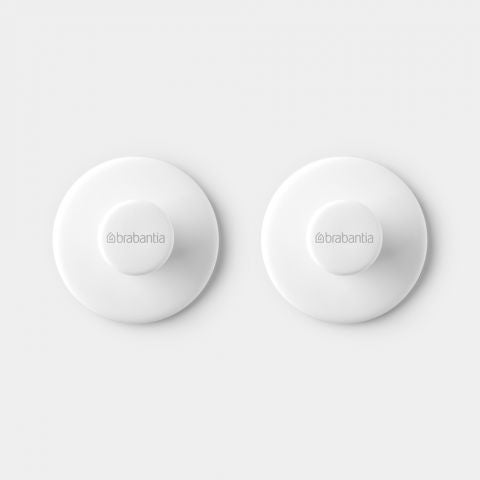 Brabantia Haken – 4,8×4,8×2,5 cm, Kunststoff, 2 kg, zum Schrauben, Weiss, 2er-Set