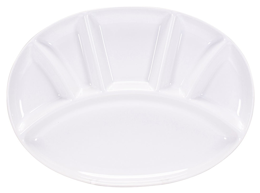 Kadastar Fleischfondue-Teller – 30,0 × 22,0 cm, Keramik, Weiss