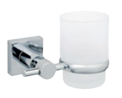 TESA Zahnputzbecher – Glas, 12,5×9×9,5 cm, Edelstahl/Weiss