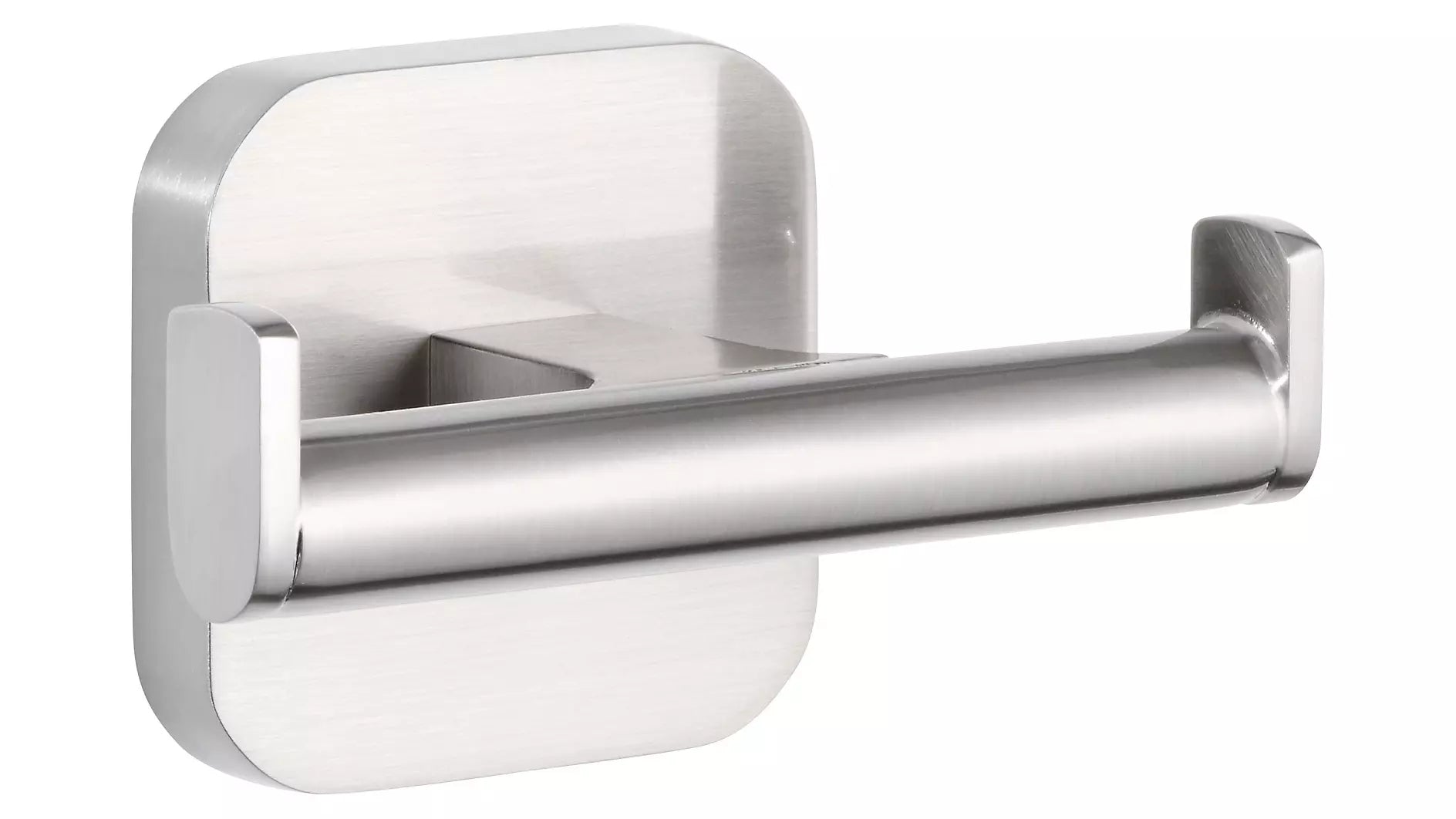 tesa Handtuchhaken – Klebemontage – 8 × 5 cm – Grau – Edelstahl