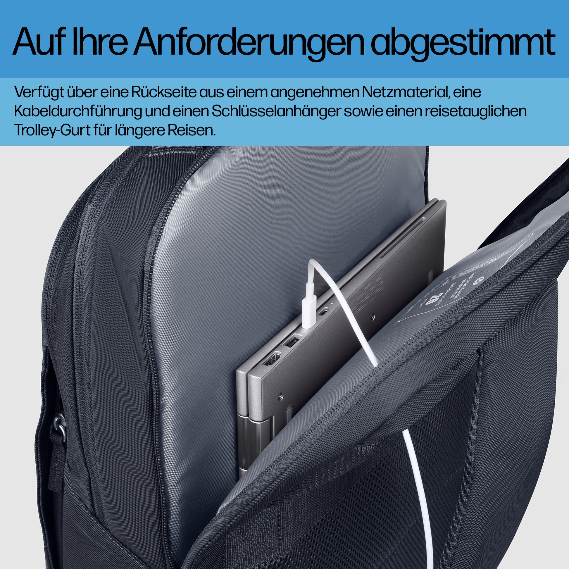 HP Notebook-Rucksack bis 16,1" – Wasserfest, Trolley-Haltegurt – Odyssey Grau