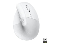 Logitech Lift for Business Ergonomische Maus – kabellos, für Rechtshänder, vertikal, Bolt-Empfänger, weiss