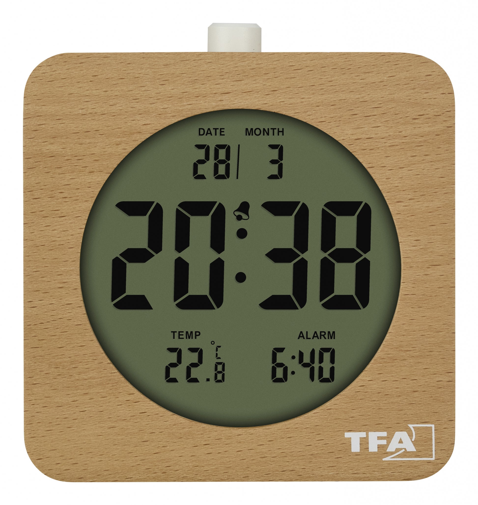 TFA-Dostmann TFA Dostmann Digitalwecker – Snooze, Thermometer, 9,7 × 10,2 × 5,0 cm, Buche, Holz