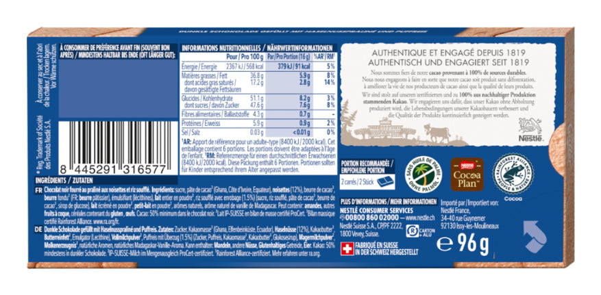 Cailler Pralinato Schokolade – Praline – 96 g