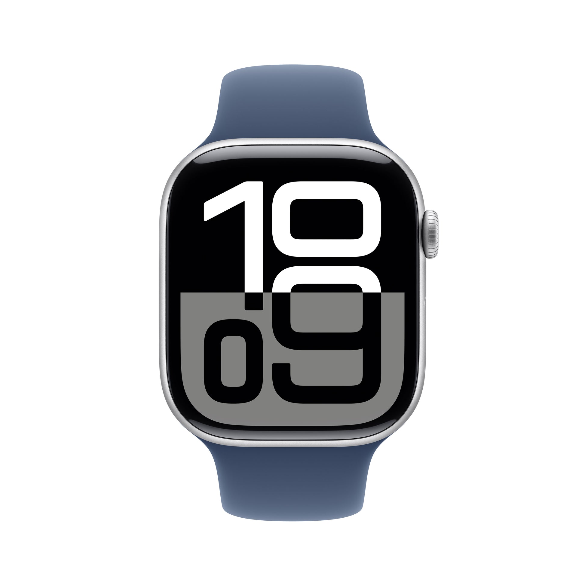Apple Watch S10 – Smartwatch – 46 mm, GPS, OLED, 50 m, Silber Aluminium, Denim Sportarmband (Blau, M/L)