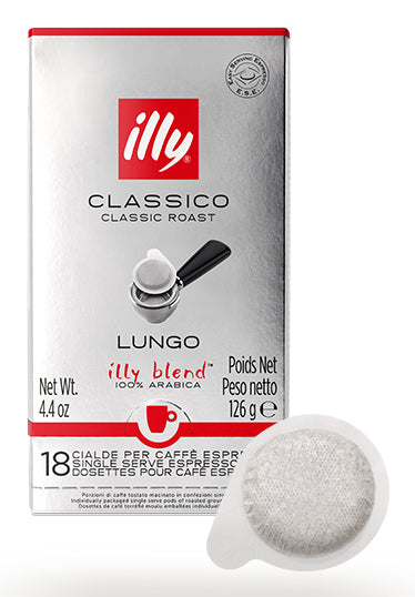 Illy Classico Lungo – Kaffeepads für E.S.E. – Intensität 5, 18 Pads