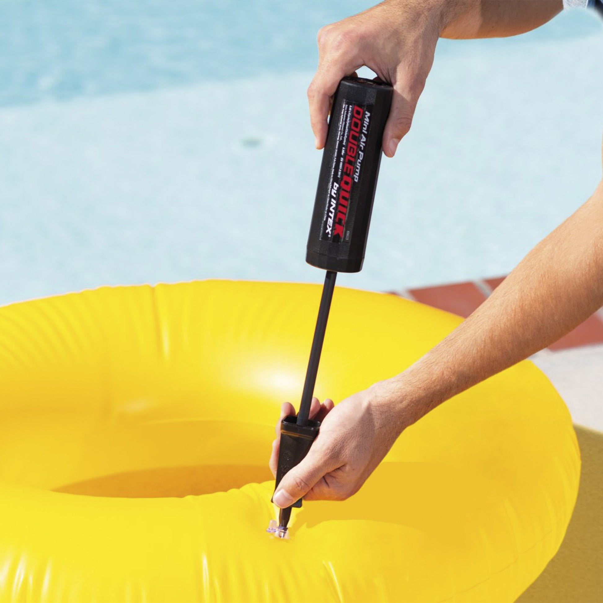 Intex Double Quick Mini Handpumpe – Höhe 290 mm, 1 Ventiladapter – für Schlauchboote – Kunststoff