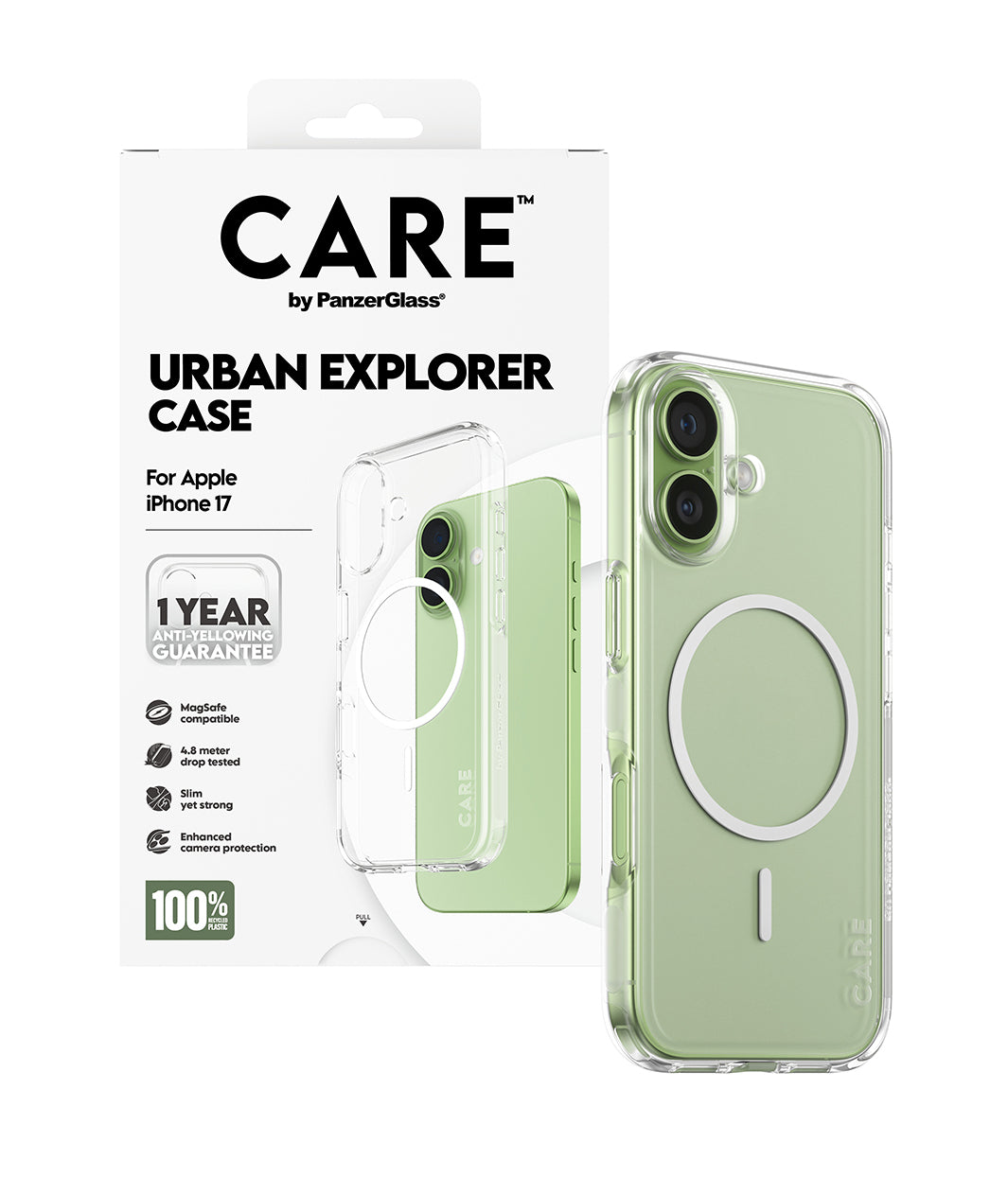 PanzerGlass Backcover – für Apple iPhone 17 – transparent/weiss – TPU, MagSafe-kompatibel