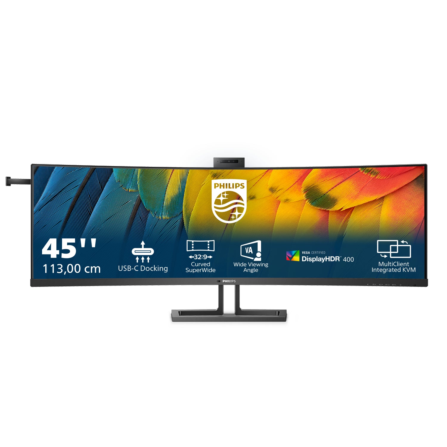Philips 6000 Serie 45B1U6900CH/00 – Monitor, 44,5", VA, 75 Hz, 450 cd/m², Webcam, KVM, VESA 100 × 100