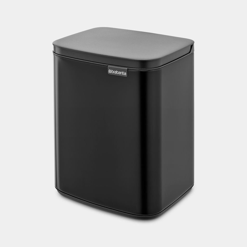 Brabantia Kosmetikeimer Bo – 7 l – Stahl, rechteckig – schwarz matt – Soft-Close, Anti-Rutsch