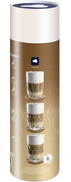 LEONARDO Cappuccino-Becher – 0,38 l, Kalk-Natron-Glas, Transparent, 6-teilig