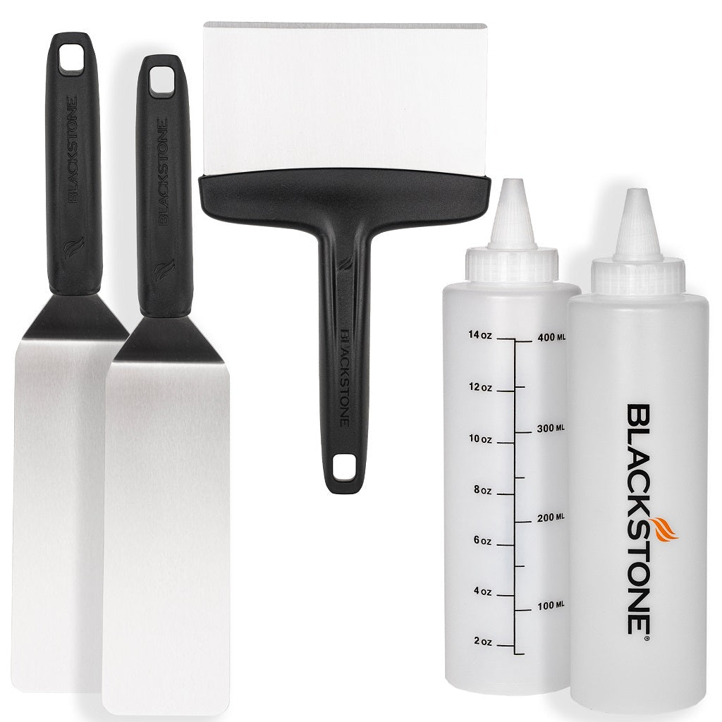Blackstone 5-teiliges Grillbesteck-Set, Edelstahl, 24 × 7 × 46 cm, Silber/Weiss