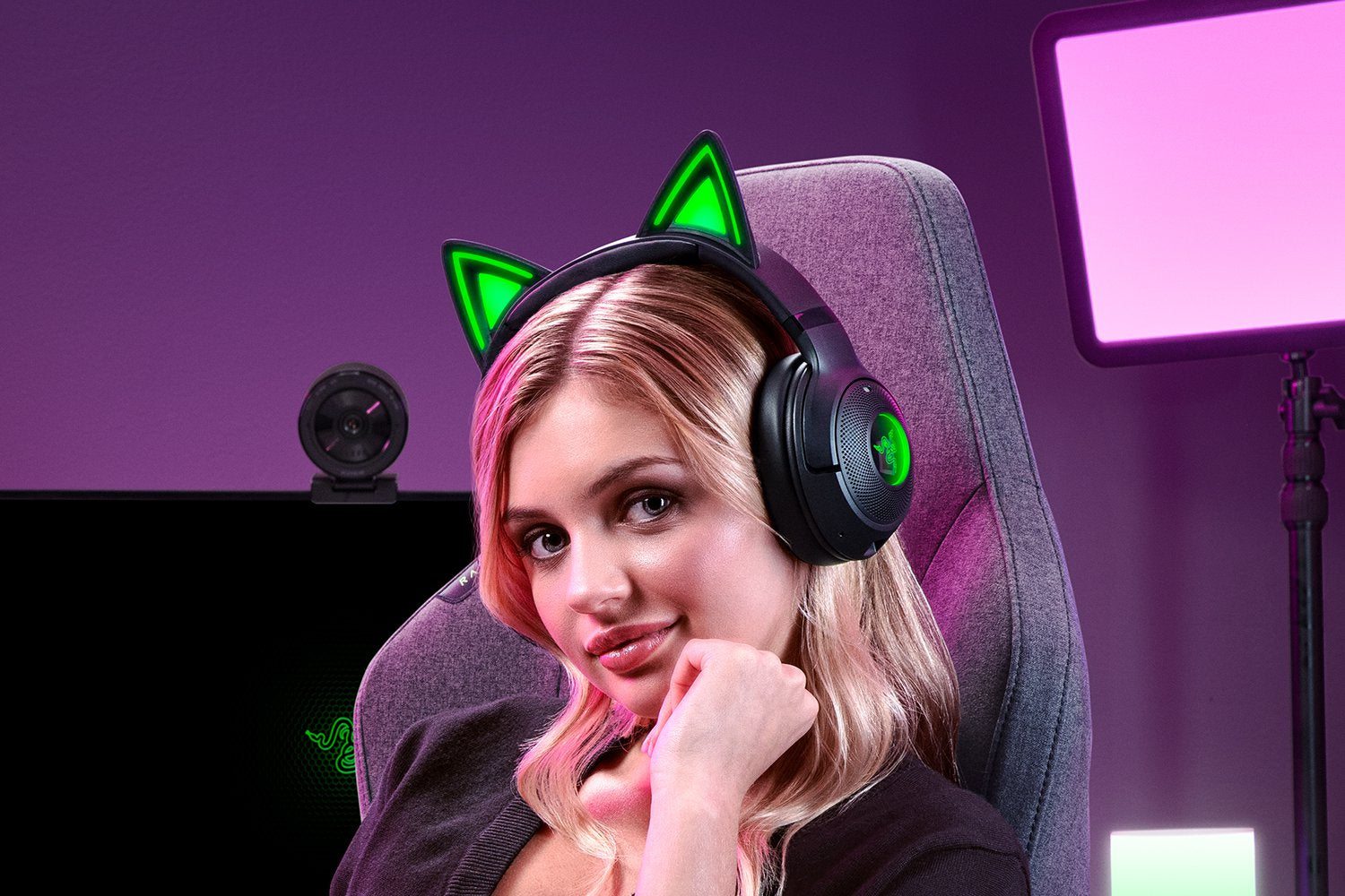 Razer Kraken Kitty BT V2 Gaming-Headset – Over-Ear, Stereo, BT, ANC, Schwarz, BT 5.2