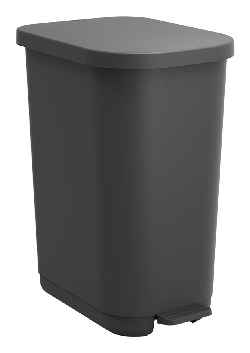 Rotho Treteimer ORBE – 35 l – Recycling-Kunststoff, rechteckig – schwarz – Anti-Rutsch