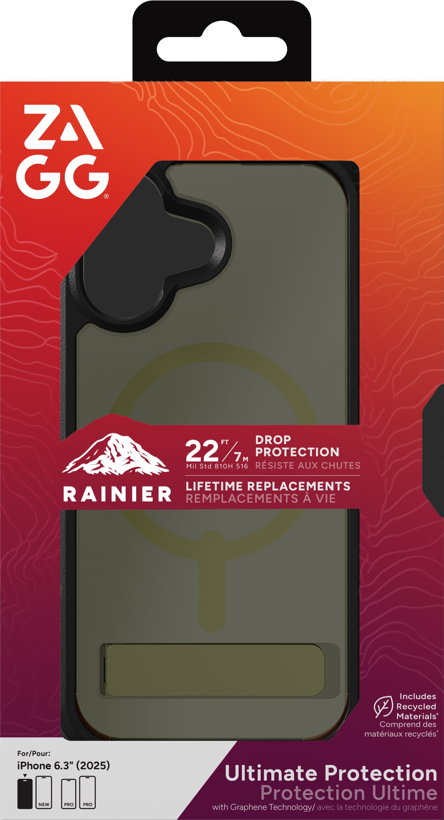 ZAGG Backcover – für Apple iPhone 17, MagSafe, mit Ständer, Graphen, Grün, bis 7 m sturzsicher