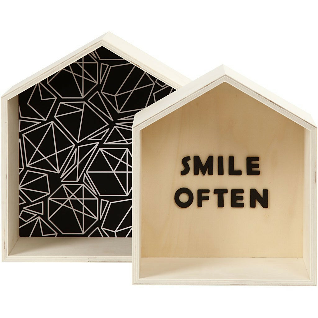 Creativ Company Aufbewahrungsbox Haus – Sperrholz – Braun – 225 × 250 × 125 mm – 2 Stück