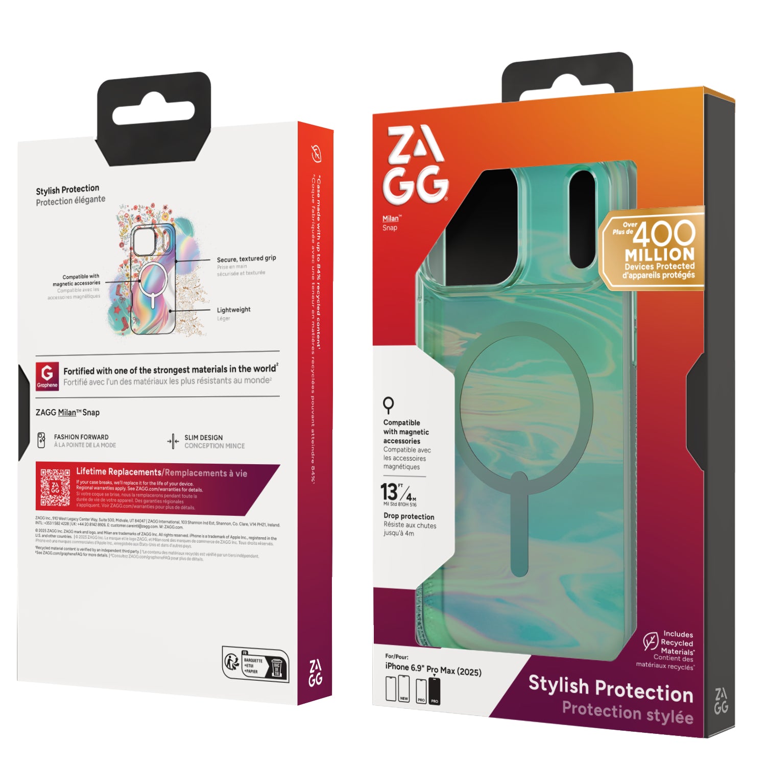 ZAGG Milan Snap Backcover – für Apple iPhone 17 Pro Max, MagSafe, Graphen, Grün, bis 4 m Sturzsicher