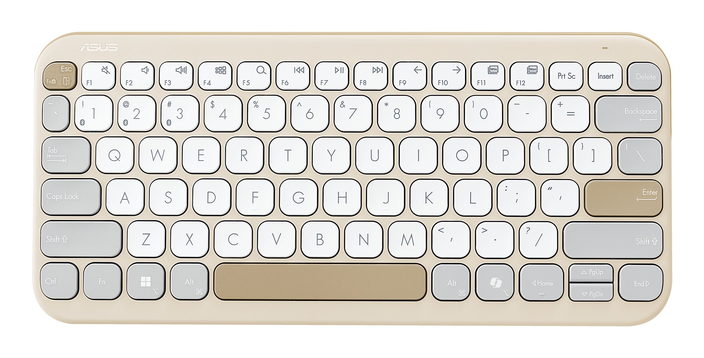 ASUS KW100 – Tastatur 75% – Bluetooth 5.0 – Ohne Ziffernblock – Beige
