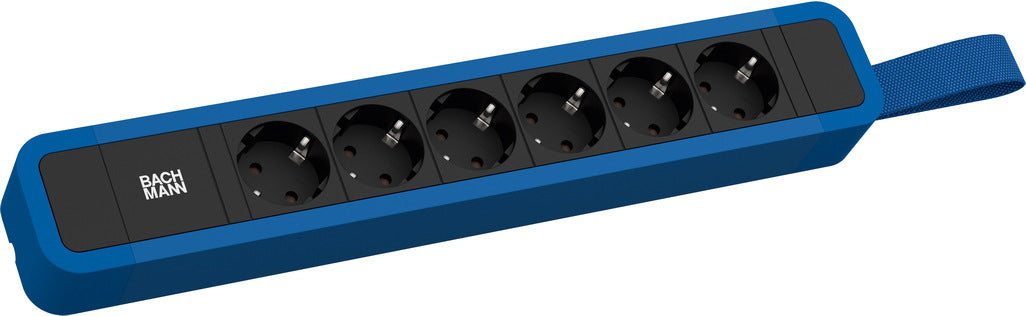 Bachmann PRIMO 2 Steckdosenleiste, 6×T13, 2 m, Eingang CEE 7/7 (Typ E/F) – blau