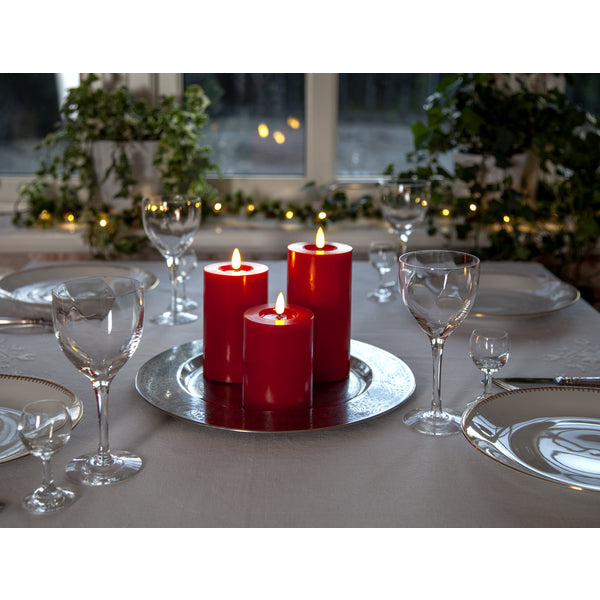 Star Trading LED-Kerze – Ø 7,5 × 17,5 cm – Kunststoff, Rot