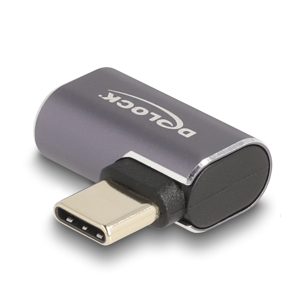 DeLOCK USB-Adapter USB-C auf USB-C – USB4 40 Gbit/s – PD 100 W – Abgewinkelt, Optisch – Anthrazit