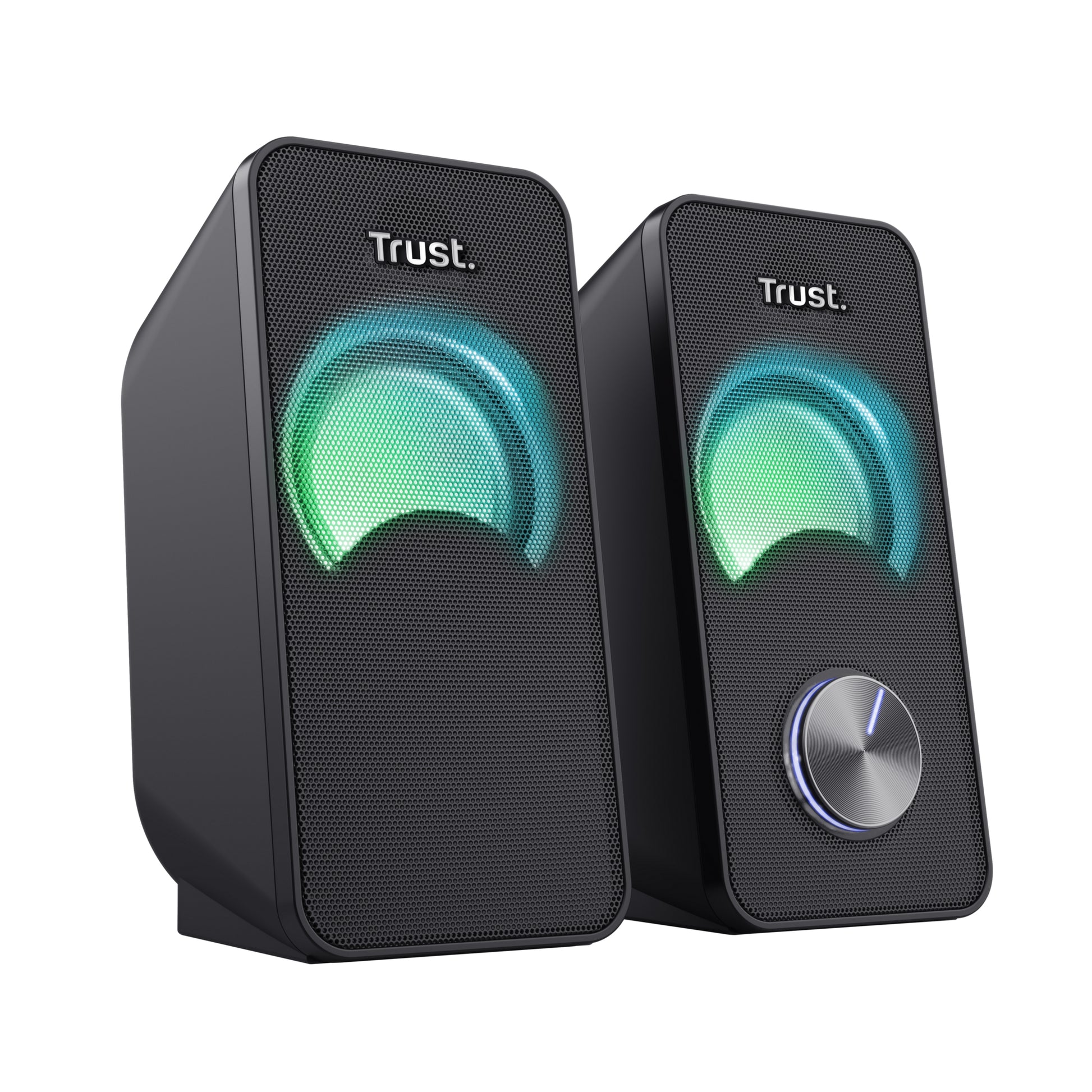 Trust Arys Compact RGB, Set – PC-Lautsprecher-Set – 2.0, 6 W, 3,5 mm Klinke, Schwarz