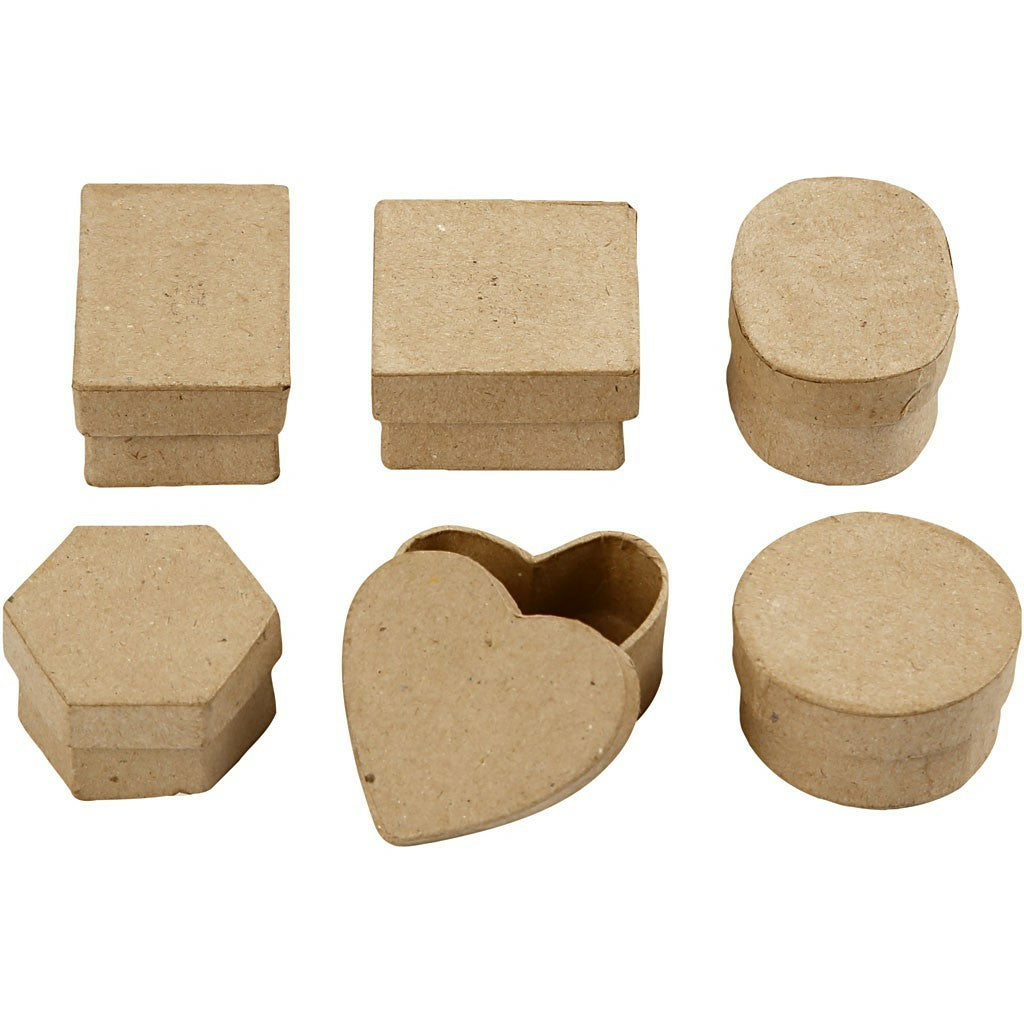 Creativ Company Pappschachtel, Karton, Cappuccino, Ø 6 cm × 3 cm, 6 Stk., Herz