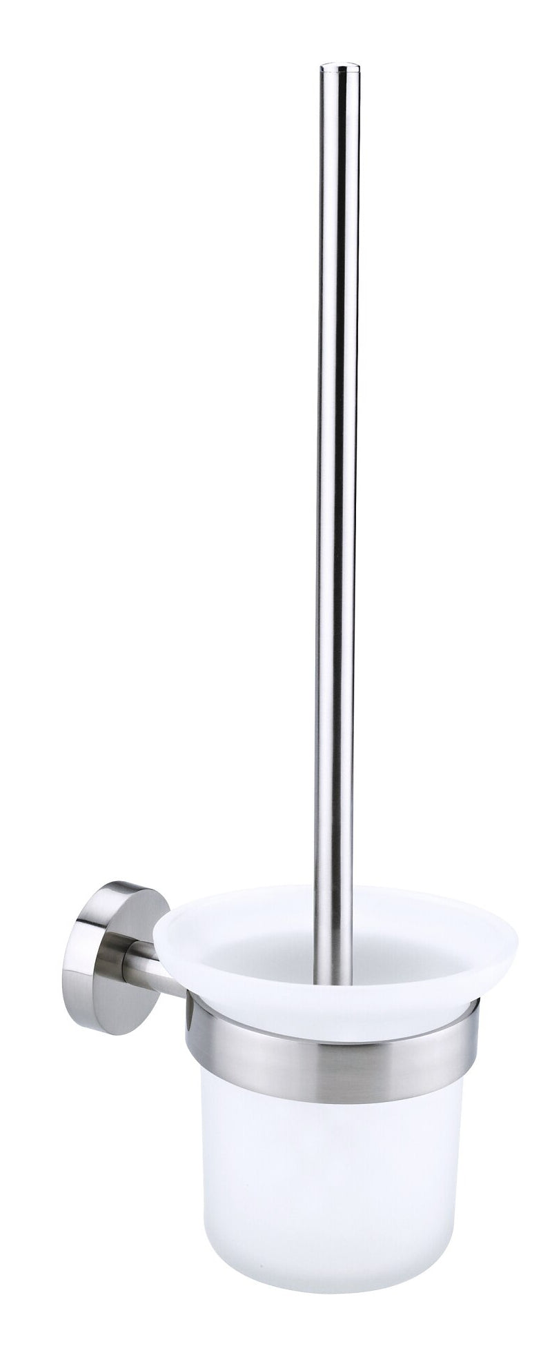 TESA WC-Garnitur Moon – Edelstahl/Glas, Weiss, Wandmontage, 14,7 × 11,5 × 39 cm