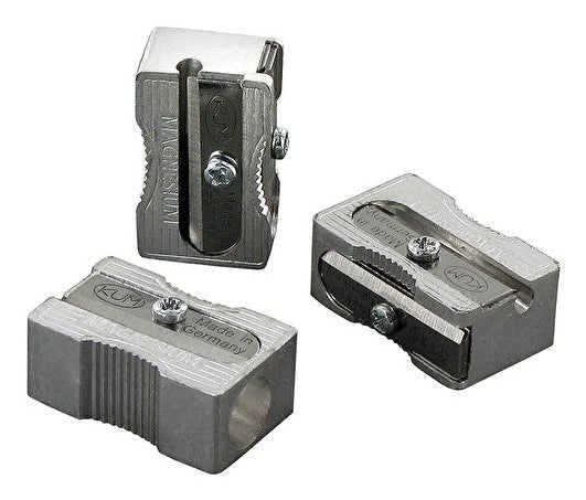KUM Spitzer – manuell, 1-Loch, ohne Behälter, für Blei- & Buntstifte Ø 8 mm, Magnesium, silber, 400-1E