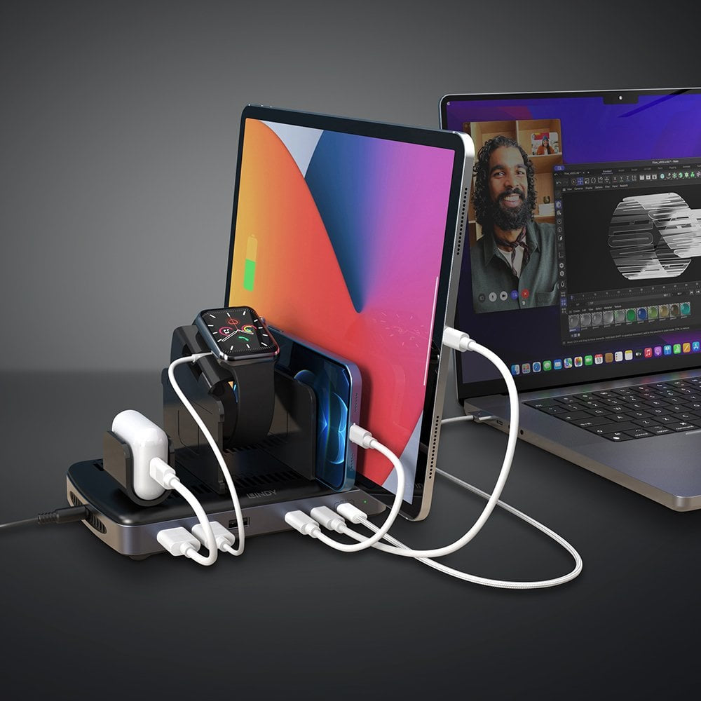 Lindy Ladestation – 160 W, 6× USB