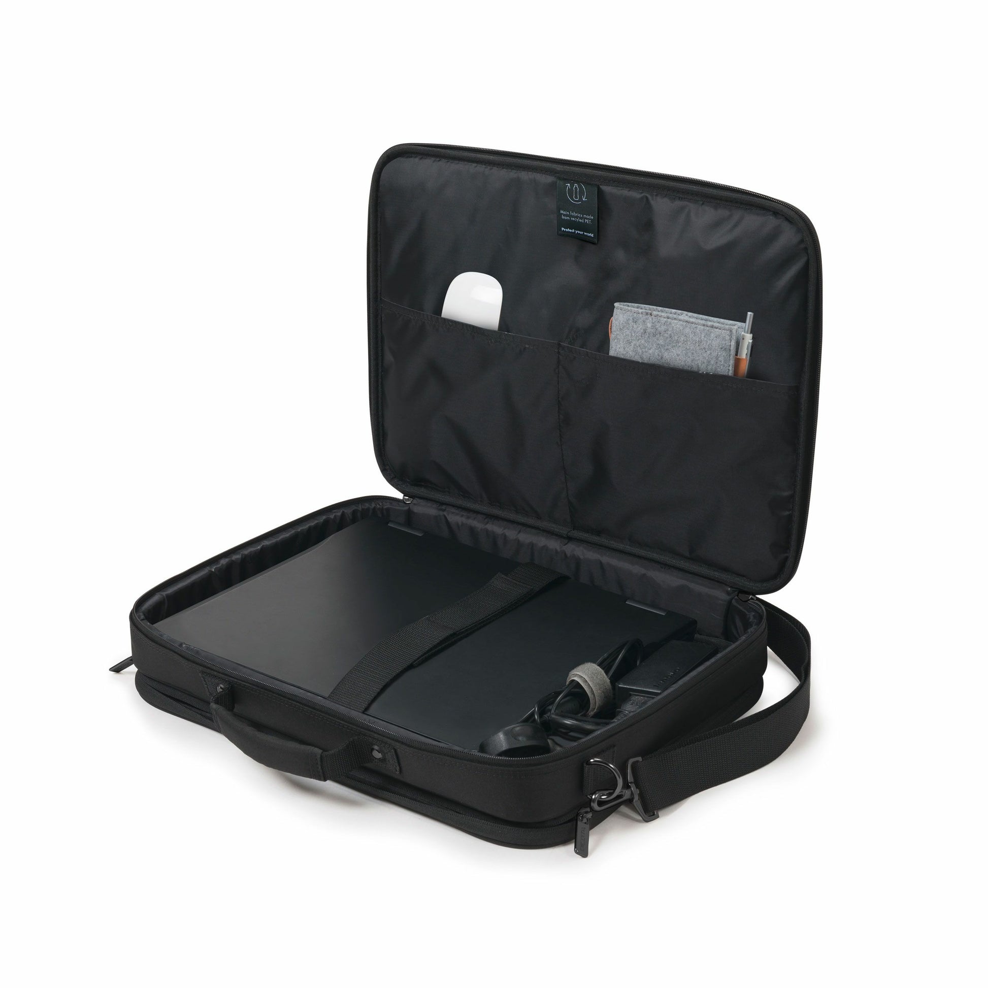 DICOTA Notebook-Tasche bis 17,3" – Trolley-Band, abnehmbarer Schultergurt – Schwarz
