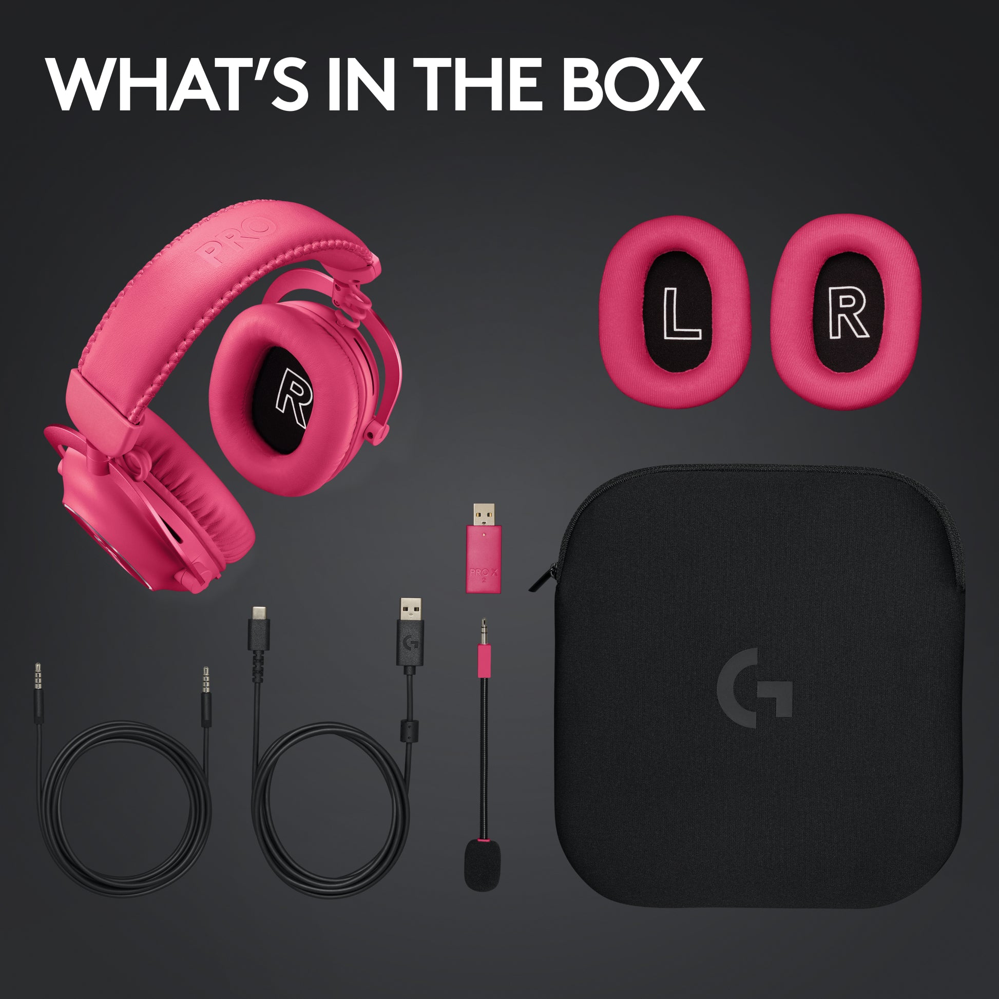 Logitech G PRO X 2 LIGHTSPEED Gaming-Headset – Over-Ear, Stereo, Kabel + BT, mit USB-A-Dongle, Magenta