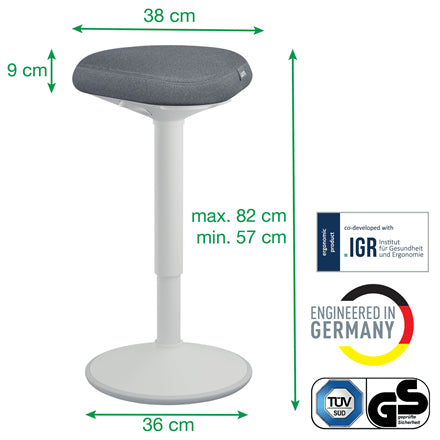 Leitz Gepolsterter Sitz – 57 cm, Dunkelgrau
