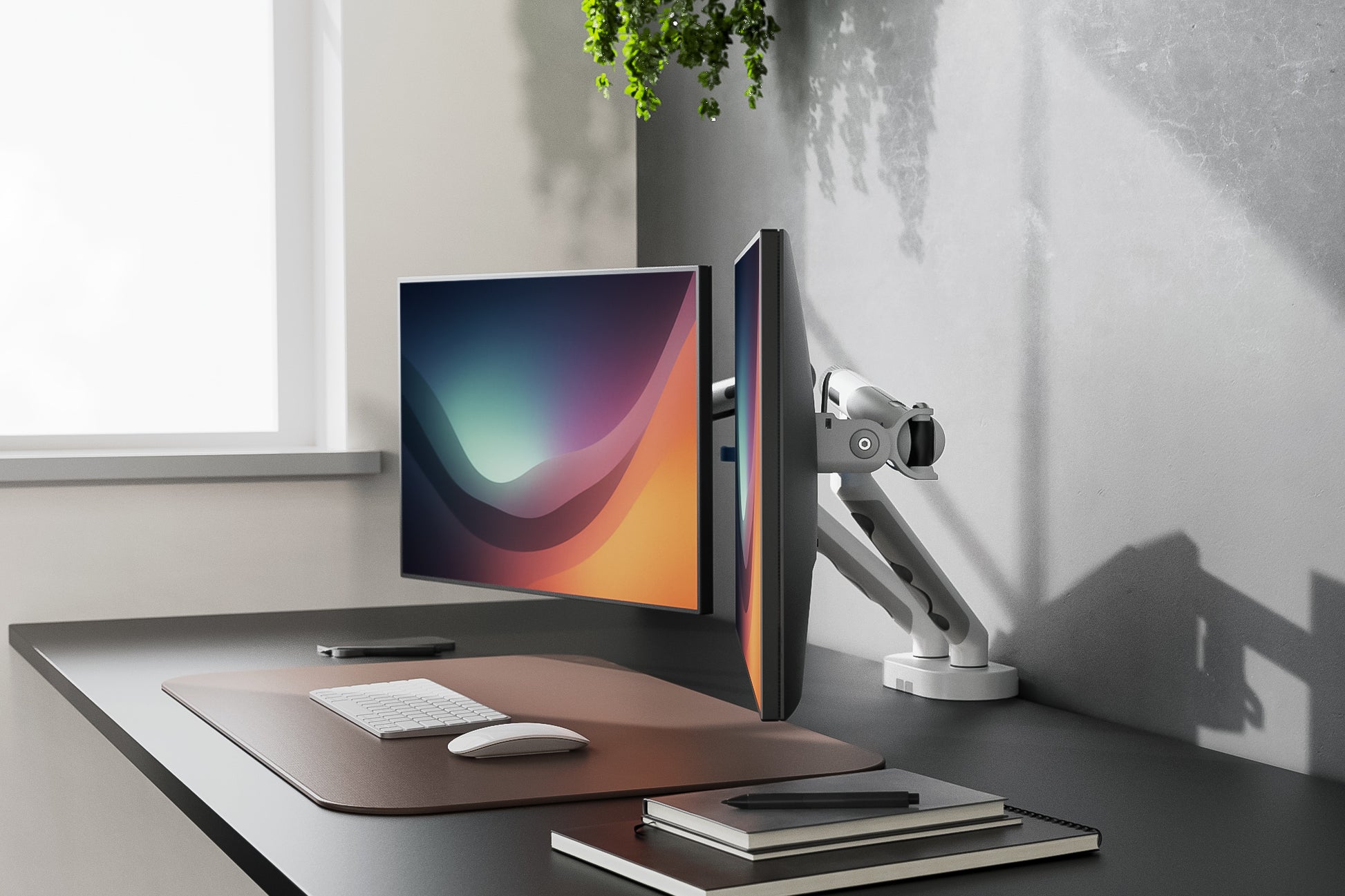 Digitus Monitorarm Tischhalterung – Klemme/Durchführung – 2 Monitore – bis 35" – VESA 75×75/100×100 mm