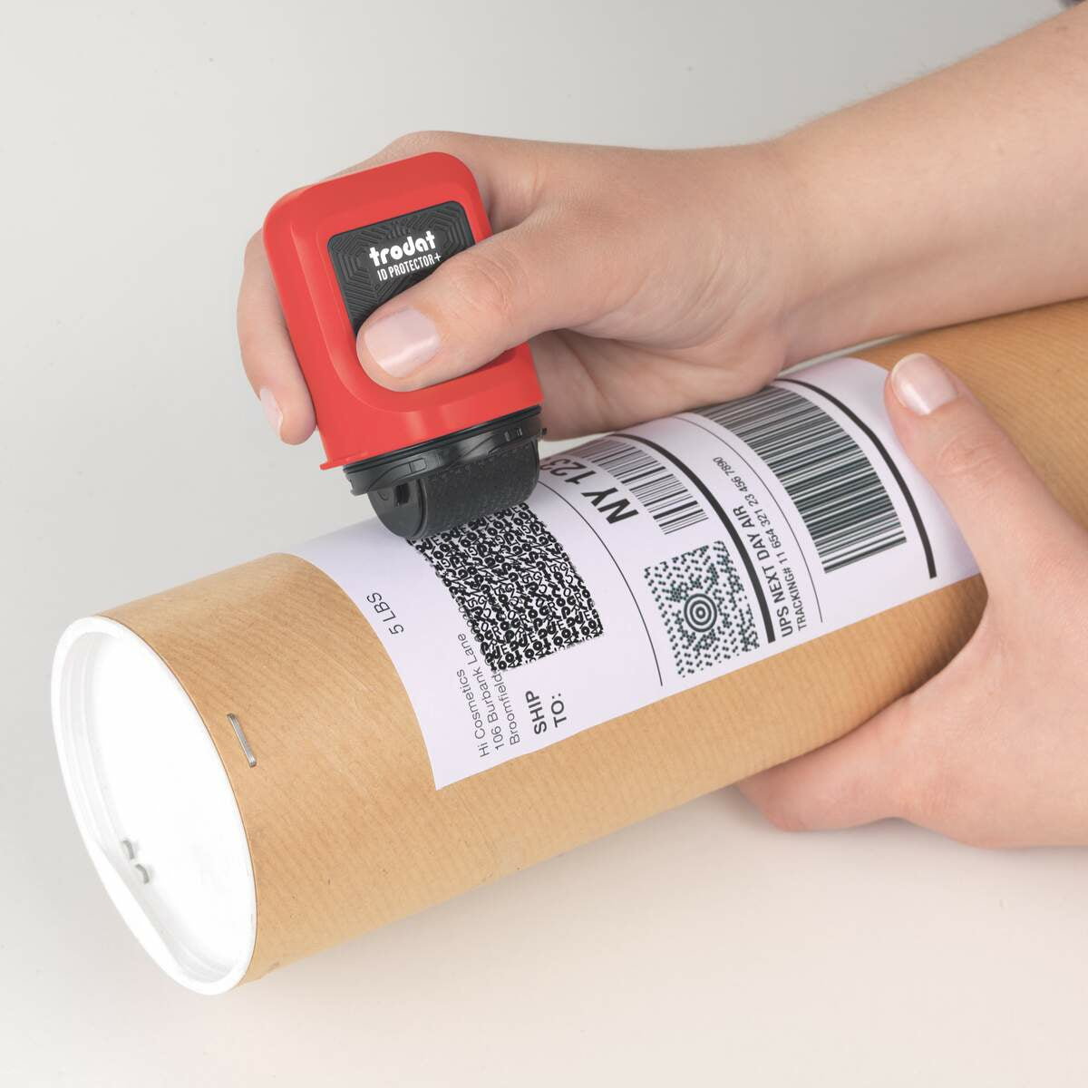 Trodat Adressschutz-Roller ID Protector – inkl. 3 Nachfülltinten (Schwarz, Feuerrot)