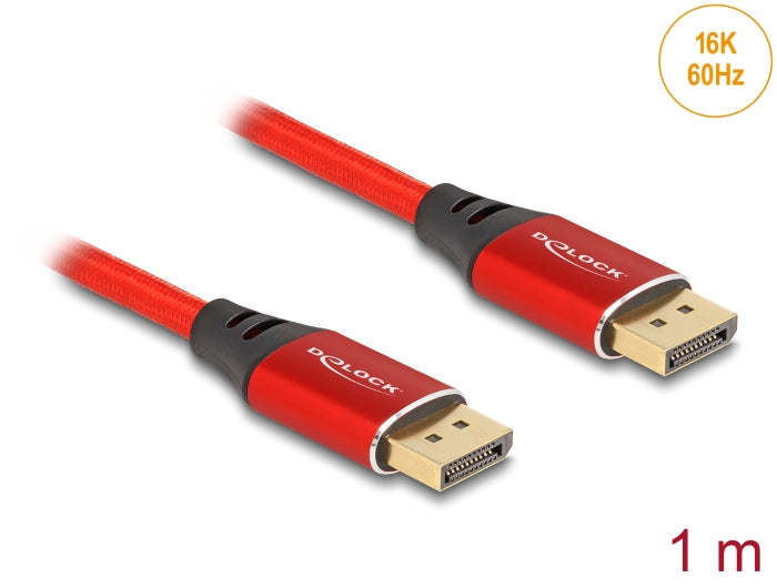 DeLOCK DisplayPort Kabel DP 2.1 8K 60 Hz – 1 m – Rot