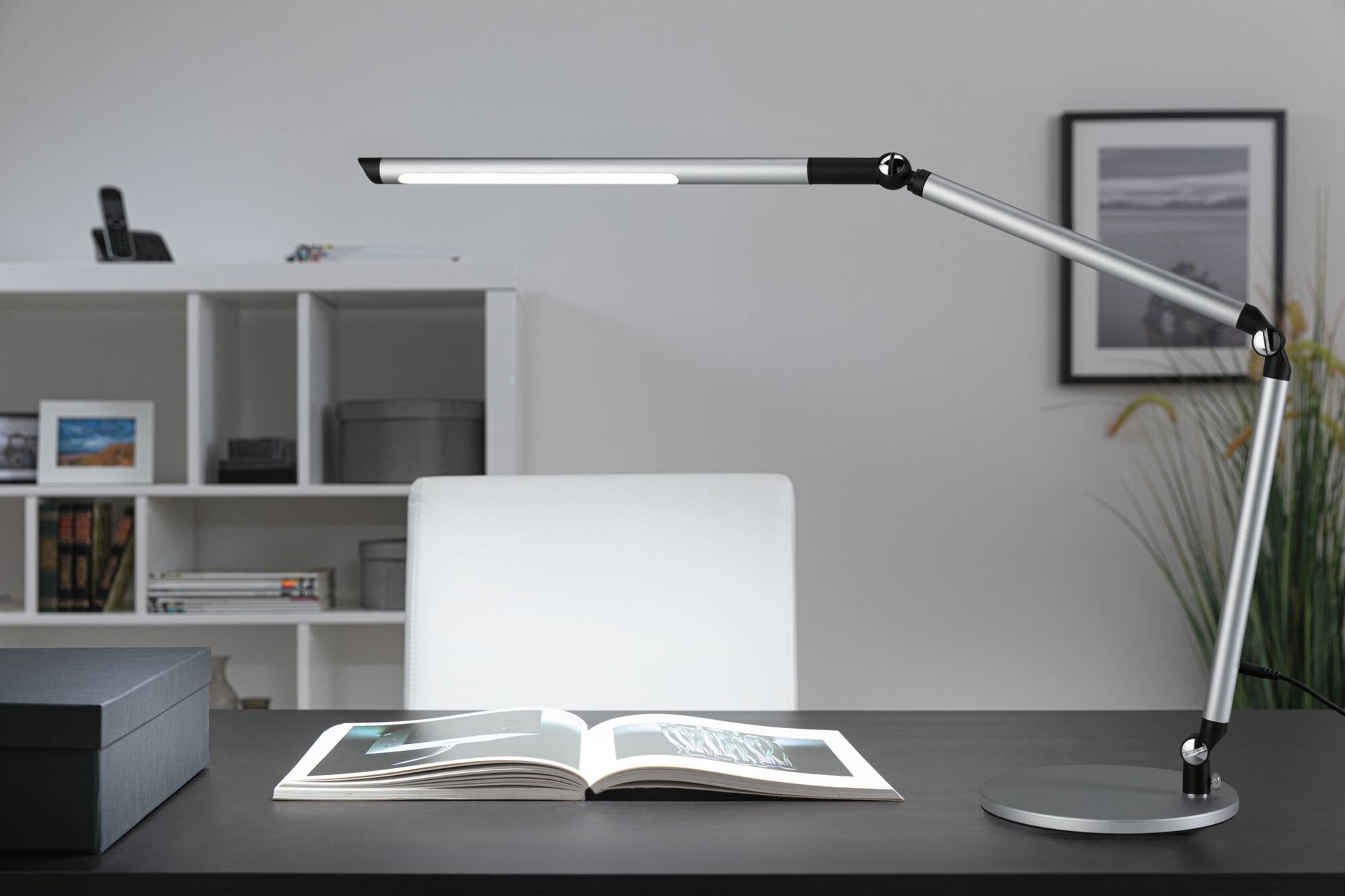 Paulmann Tischleuchte FlexBar – 72,5 × 19 × 36,2 cm, 1000 lm, 9,5 W, 3000–6500 K, dimmbar, silber