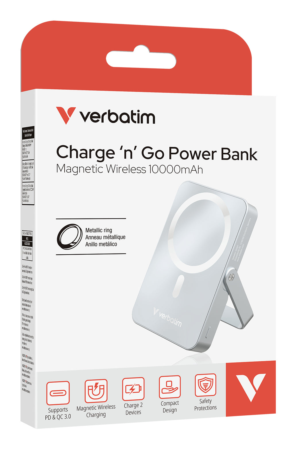 Verbatim MagSafe Powerbank 10'000 mAh – 20 W PD, 15 W MagSafe, 1× USB-C, blau