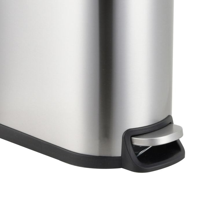 Relaxdays Treteimer 10051995_55 – 10 l – Kunststoff, rechteckig – silber – Soft-Close, mit Innenkübel