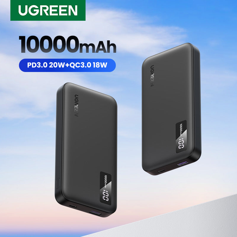 Ugreen 25742 Powerbank 10'000 mAh – 20 W PD, 1× USB-C, 1× USB-A, schwarz