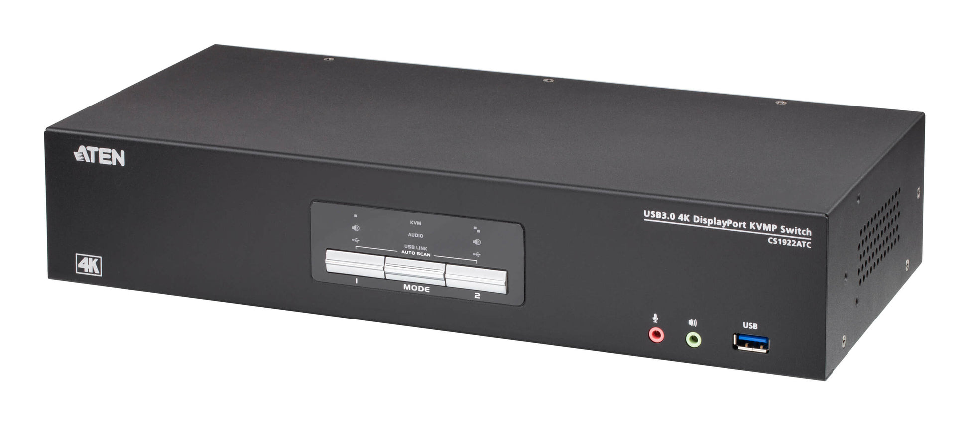 ATEN CS1922ATC – KVM-Switch – 2-Port, 2×DP, USB 3.1 Gen1 (2×Typ-A), 4K 60 Hz, DC-Redundanz
