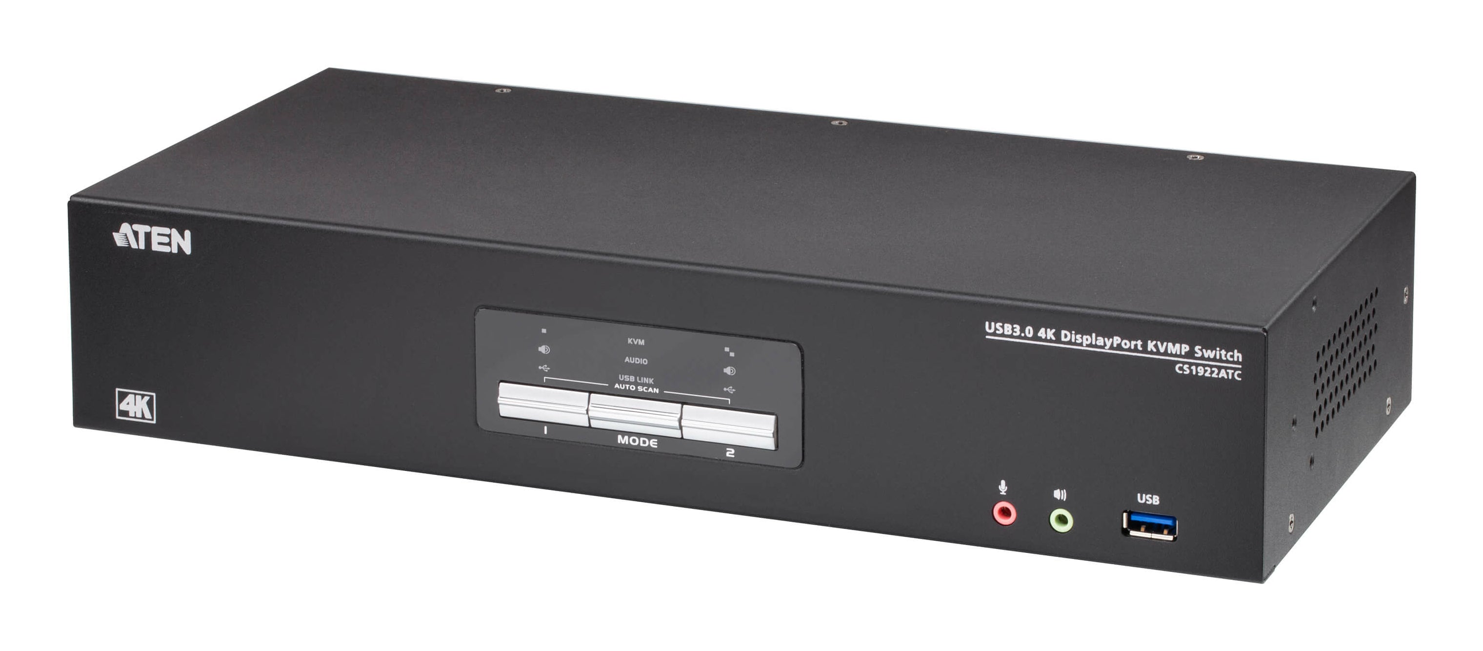 ATEN CS1922ATC – KVM-Switch – 2-Port, 2×DP, USB 3.1 Gen1 (2×Typ-A), 4K 60 Hz, DC-Redundanz