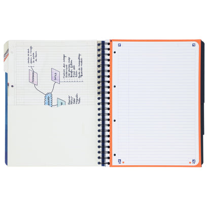 Oxford Notizblock – A4 – 120 Blatt – Softcover, 4-fach gelocht, 3 Trennblätter, Dokumententasche – Blau