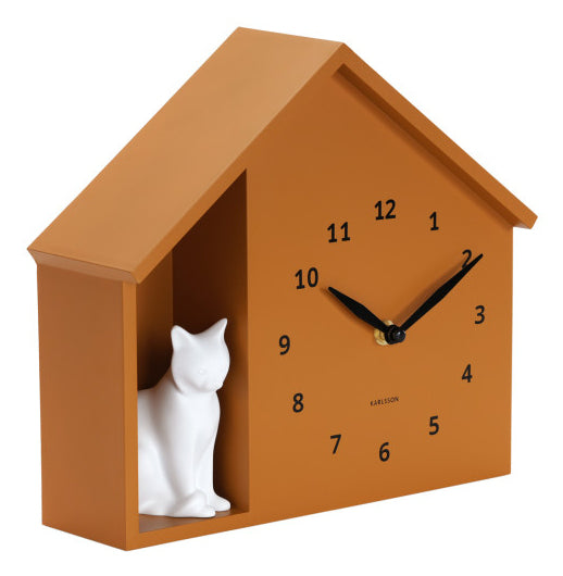 Karlsson Tischuhr Sitting Cat – Analog – 24,9 × 27 × 9 cm, Schwarz, Kunststoff