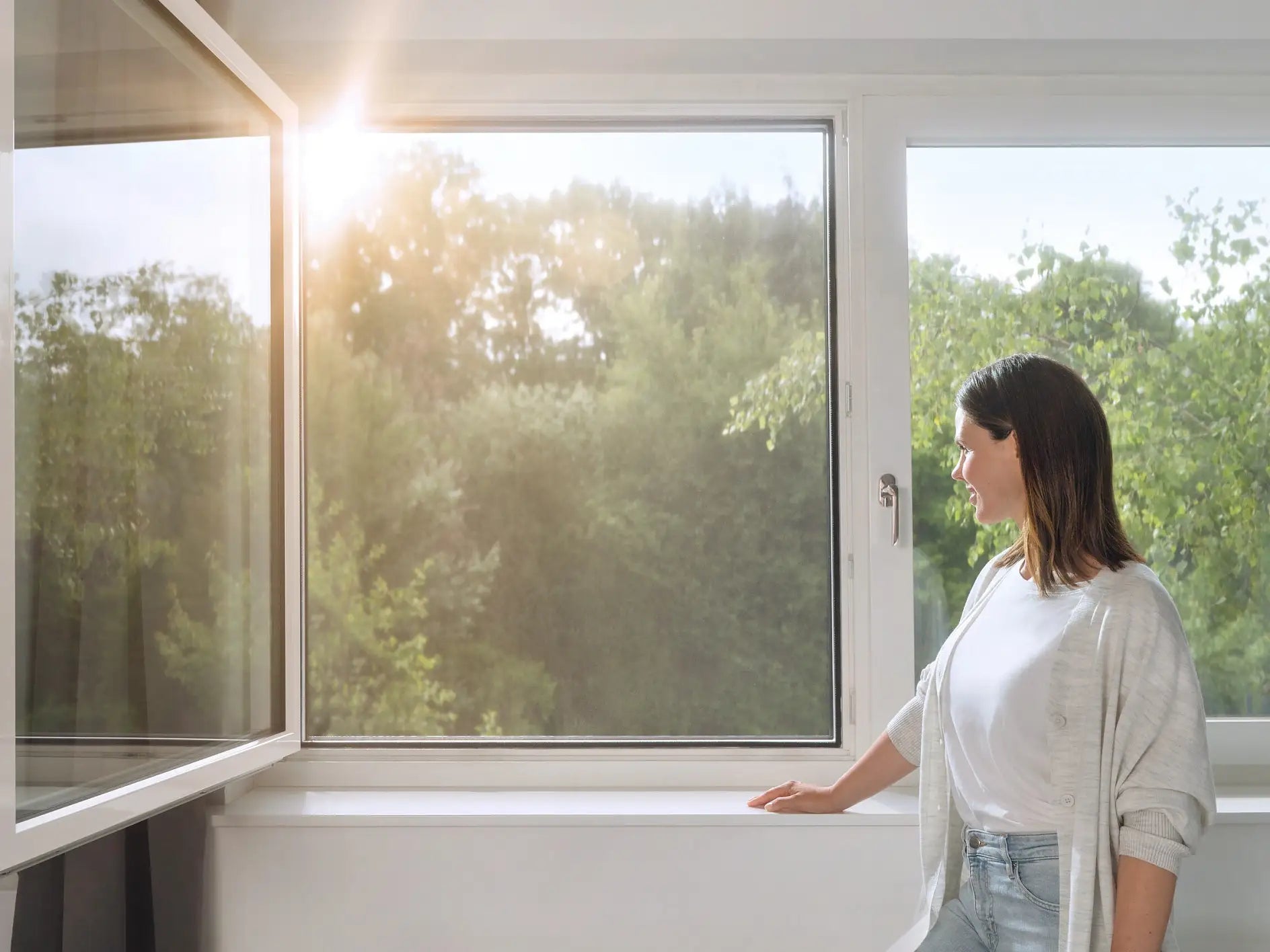 TESA Fenster-Fliegengitter – 150 × 180 cm – Anthrazit – Polyester – Klettband – Für Fenster