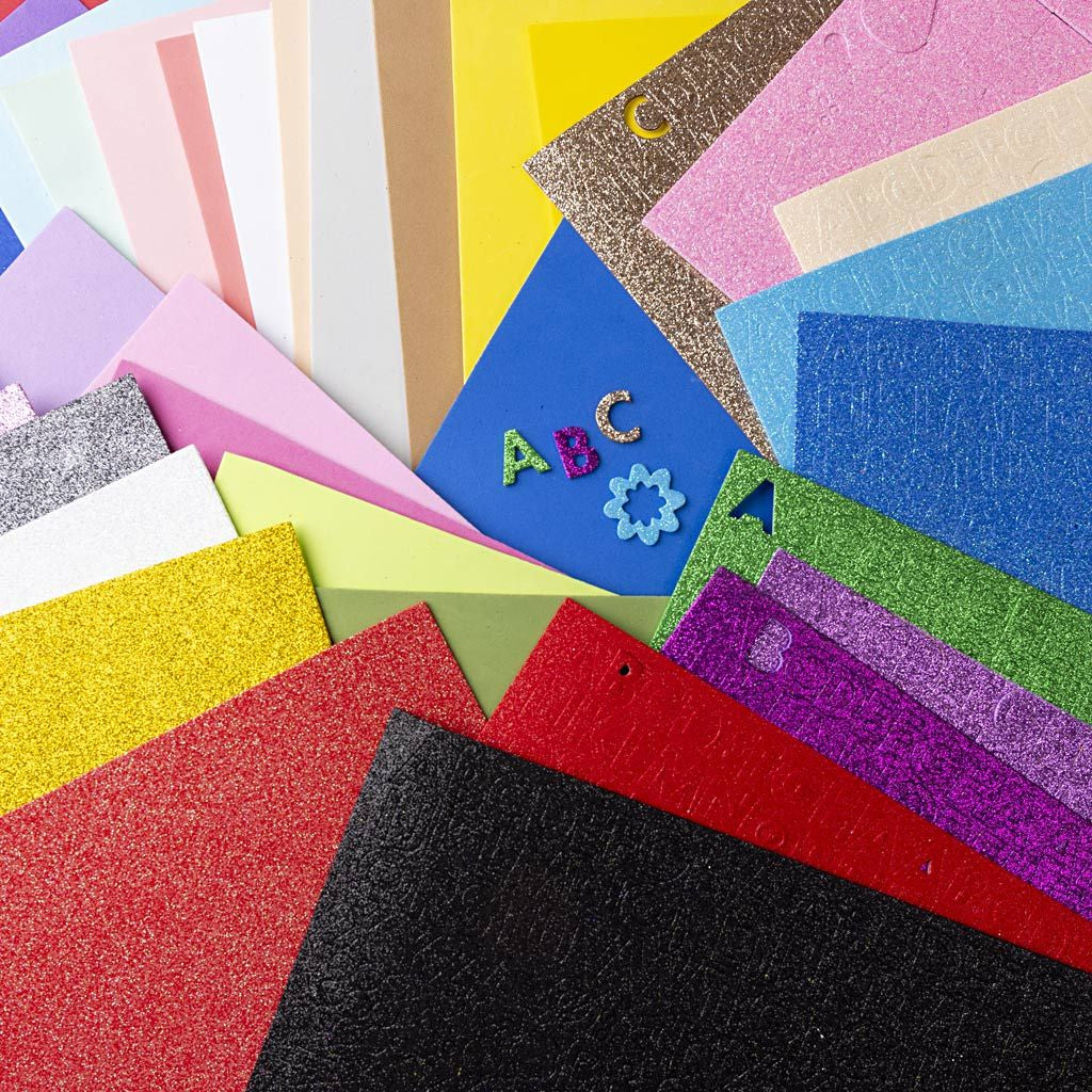 Creativ Company Schaumstoffplatte, selbstklebend, mehrfarbig, A4, 40 Stk., 790480
